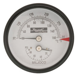 T&P Gauge 70 to 250F, 0 to 90 PSI, 007205F