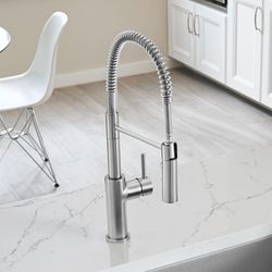 Catris Semi-Pro Pull-Down Dual-Spray Kitchen Faucet (PVD Steel)