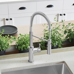 Catris Semi-Pro Pull-Down Dual-Spray Kitchen Faucet (PVD Steel)