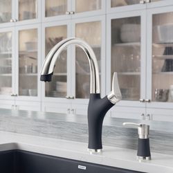 Artona Pull-Down Dual-Spray Kitchen Faucet - PVD Steel/Anthracite, 442031