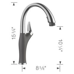 Artona Pull-Down Dual-Spray Kitchen Faucet - PVD Steel/Cinder, 442033