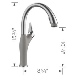 Artona Pull-Down Dual-Spray Kitchen Faucet - PVD Steel/Metallic Gray, 442034