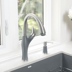 Artona Pull-Down Dual-Spray Kitchen Faucet - PVD Steel/Metallic Gray, 442034