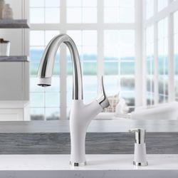 Artona Pull-Down Dual-Spray Kitchen Faucet (PVD Steel White)