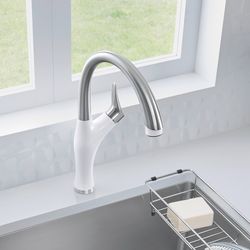 Artona Pull-Down Dual-Spray Kitchen Faucet (PVD Steel White)