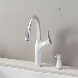 Artona Pull-Down Dual-Spray Kitchen Faucet (PVD Steel White)