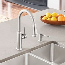 Empressa High Arc Pull-Down Dual-Spray Kitchen Faucet - PVD Steel, 442500