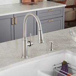 Empressa High Arc Pull-Down Dual-Spray Kitchen Faucet - PVD Steel, 442500