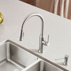 Empressa High Arc Pull-Down Dual-Spray Kitchen Faucet - PVD Steel, 442500