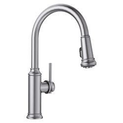 Empressa High Arc Pull-Down Dual-Spray Kitchen Faucet - PVD Steel, 442500