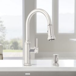 Empressa High Arc Pull-Down Dual-Spray Kitchen Faucet (Polished Nickel)