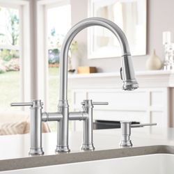 Empressa Pull-Down Dual-Spray Bridge Faucet - PVD Steel, 442505