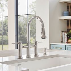 Empressa Pull-Down Dual-Spray Bridge Faucet - PVD Steel, 442505