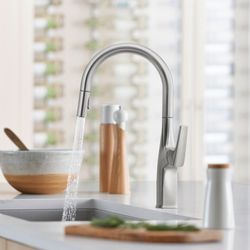 Rivana High-Arc Pull-Down Dual-Spray Kitchen Faucet - PVD Steel, 442678