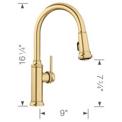 Empressa High Arc Pull-Down Dual-Spray Kitchen Faucet - Satin Gold, 442980