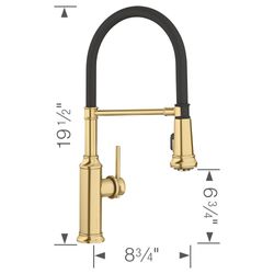 Empressa Semi-Pro Pull-Down Dual-Spray Kitchen Faucet - Satin Gold, 442982