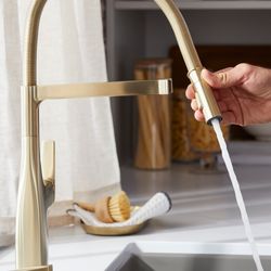 Rivana Semi-Pro Pull-Down Dual-Spray Kitchen Faucet - Satin Gold, 442984