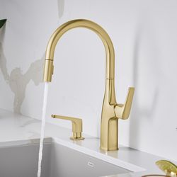 Rivana High-Arc Pull-Down Dual-Spray Kitchen Faucet - Satin Gold, 442985