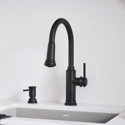 Empressa High Arc Pull-Down Dual-Spray Kitchen Faucet - Matte Black, 443023