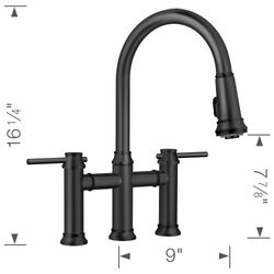 Empressa Pull-Down Dual-Spray Bridge Faucet - Matte Black, 443024