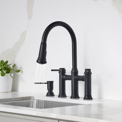 Empressa Pull-Down Dual-Spray Bridge Faucet - Matte Black, 443024