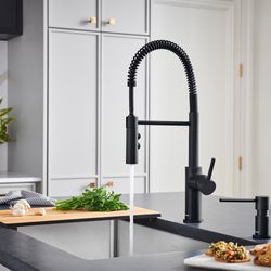 Catris Semi-Pro Pull-Down Dual-Spray Kitchen Faucet (Matte Black)