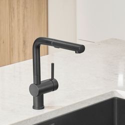 Linus Low Arc Pull-Out Dual-Spray Kitchen Faucet - Anthracite, 526367