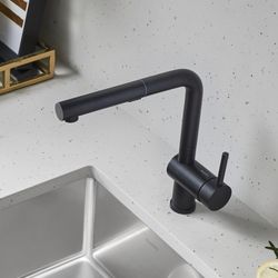 Linus Low Arc Pull-Out Dual-Spray Kitchen Faucet - Anthracite, 526367