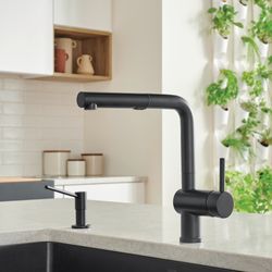 Linus Low Arc Pull-Out Dual-Spray Kitchen Faucet (Coal Black)