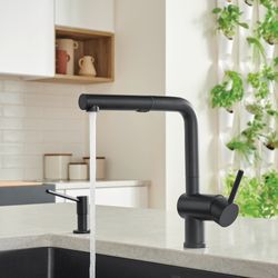 Linus Low Arc Pull-Out Dual-Spray Kitchen Faucet (Coal Black)