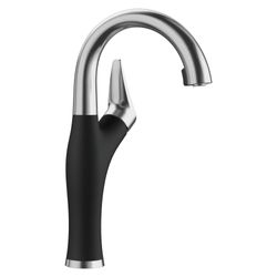 Artona Pull-Down Dual-Spray Bar Faucet (PVD Steel/Coal Black)