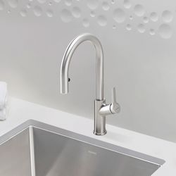 Urbena Pull-Down Dual-Spray Kitchen Faucet - Classic Steel, 526389