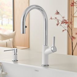 Urbena Pull-Down Dual-Spray Kitchen Faucet - Chrome/White, 526391