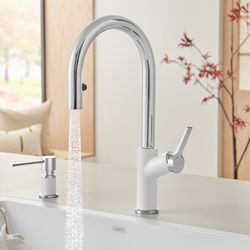 Urbena Pull-Down Dual-Spray Kitchen Faucet - Chrome/White, 526391