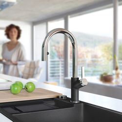 Urbena Pull-Down Dual-Spray Kitchen Faucet - Chrome/Anthracite, 526392