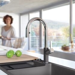 Urbena Pull-Down Dual-Spray Kitchen Faucet - Chrome/Cinder, 526395