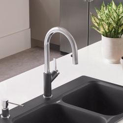 Urbena Pull-Down Dual-Spray Kitchen Faucet - Chrome/Cinder, 526395