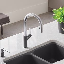 Urbena Pull-Down Dual-Spray Kitchen Faucet - Chrome/Cinder, 526395