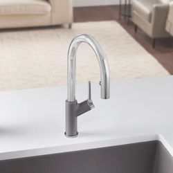 Urbena Pull-Down Dual-Spray Kitchen Faucet - Chrome/Metallic Gray, 526396