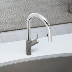 Urbena Pull-Down Dual-Spray Kitchen Faucet - Chrome/Truffle, 526397