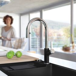 Urbena Pull-Down Dual-Spray Kitchen Faucet - Chrome/Coal Black, 526398