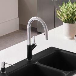 Urbena Pull-Down Dual-Spray Kitchen Faucet - Chrome/Coal Black, 526398