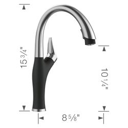 Artona Pull-Down Dual-Spray Kitchen Faucet - PVD Steel/Coal Black, 526401