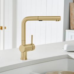 Linus Low Arc Pull-Out Dual-Spray Kitchen Faucet - Satin Gold, 526686