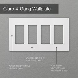 Claro Wall Plate 4 Gang (Black)