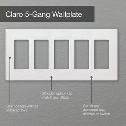 Claro Wall Plate 5 Gang (Ivory)