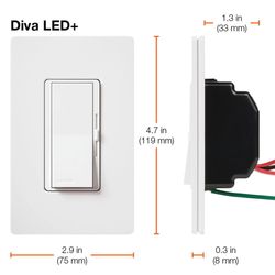 Diva Led+ Dimmer 1 Pole 3-way Dimmer Switch, 150w (Architectural White)