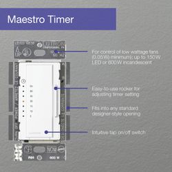 Maestro Timer Switch for Dimmable LED Bulbs, Multi-Location, 120V, 5A (Biscuit)