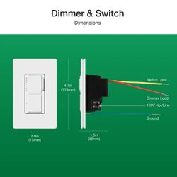 Maestro Dual LED+ Control Dimmer & Switch, 120V, 75W, 2.5A (Light Almond)