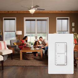 Maestro Fan Control & Light Dimmer for Dimmable LEDs, Incandescent, and Halogen Bulbs (Ivory)